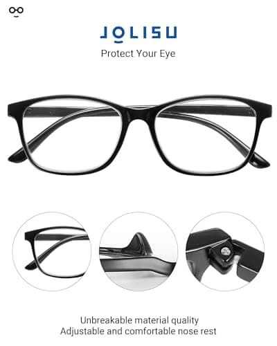 JOLISU 5 Pack Reading Glasses for Women, Lightweight Square Readers for Men & Women, Blue Light Protection, Classic Style, Spring Hinges(1.75) - Thumbnail 5