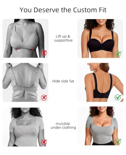 Upushall Push Up Padded Bra Add 1 Cup Balconette Underwire Support - Thumbnail 2