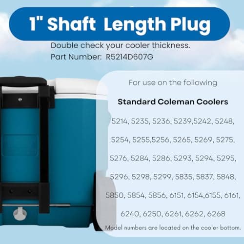 1" Cooler Drain Plug Replacement for Coleman Coolers-1 inch Shaft Length Cooler Drain Plug Kit, Cooler Parts Accessories Fits Most Coolers - Thumbnail 3