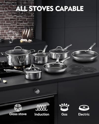 SNOWCLAD Pots and Pans Set Non Stick | Stainless Steel Kitchen Cookware - Thumbnail 6