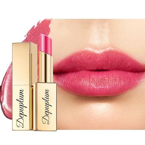 Depuplum Red Pink Shimmer Lipstick for Women Moisture Tinted Lip Balm Nourish Lip Gloss Cruelty Free Glitter Lip Stick (ZG116 Craystal -Raspberry)
