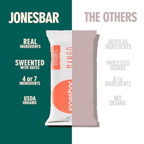 JONESBAR Organic Plant Based Protein Bars | 6 Flavor Variety Pack | Fruit & Nut Bar, Kosher, Gluten Free, Breakfast Bars, School Snacks, Vegan Snack & Healthy Snacks for Adults and Kids (12 Bars) - Thumbnail 6