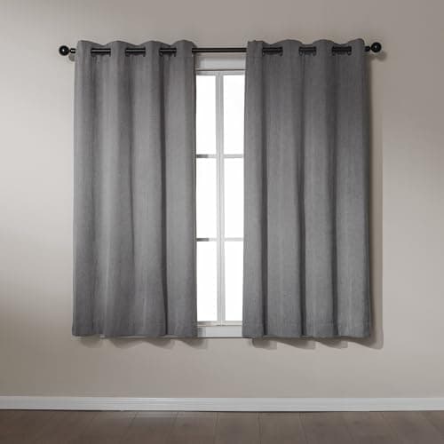 Amazon Basics Chenille Room Darkening Curtains, Light Filtering Window Drapes for Bedroom and Living Room, 2-Panel Set with Grommets, 42" W × 63" L, Grey Solid