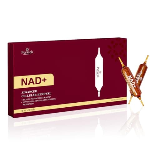 Perseek NAD+ 1200mg Liquid Supplement with Nicotinamide Riboside, PQQ & Grape Seed Extract for Cellular Vitality, Energy Metabolism & Antioxidant Support – 10 Liquid Vials - Image 1