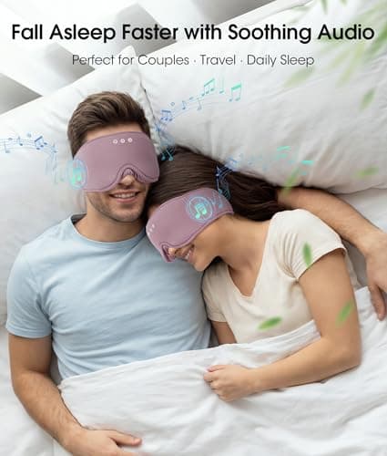 MUSICOZY Bluetooth Sleep Headphones, Wireless Sleep Mask with Bluetooth 5.4, Ultra-Thin Stereo Speakers, 14H Playtime, Comfortable Eye Mask for Side Sleepers, Travel & Relaxation Gifts for Men Women - Thumbnail 2