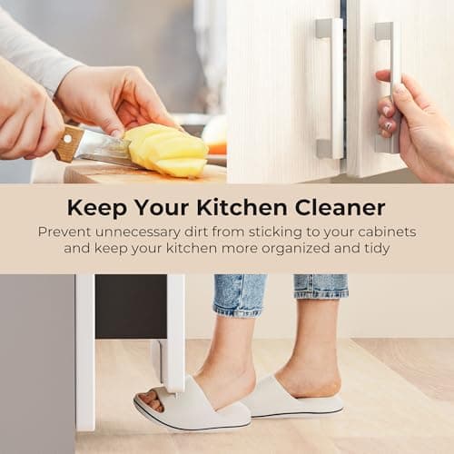 Adzyz Under Cabinet Foot Pull with Adhesive and Screws,Hands Free Garbage Drawer Toe Foot Pull Opener Suitable for Kitchen Trash Cabinet Drawer(White) - Thumbnail 2