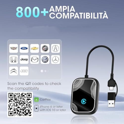 2in1 Wireless Carplay Adapter for iPhone Android,for Toyota/Honda/Cadillac/Ford/Chevrolet/Jeep Carplay,Plug Play Automatic Reconnect,Convert Wired to Wireless Bluetooth Carplay Dongle(USB A/C)06d - Thumbnail 3