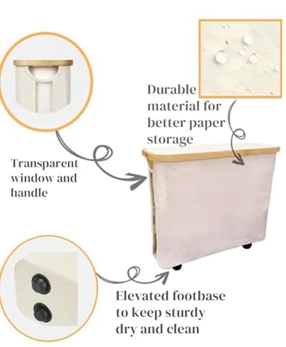 Toilet Paper Storage Basket with Lid, Large Capacity for 12 Rolls, Stackable and Foldable Freestanding Paper Towel Holder - Space Saving Modern Beige Design - Thumbnail 4