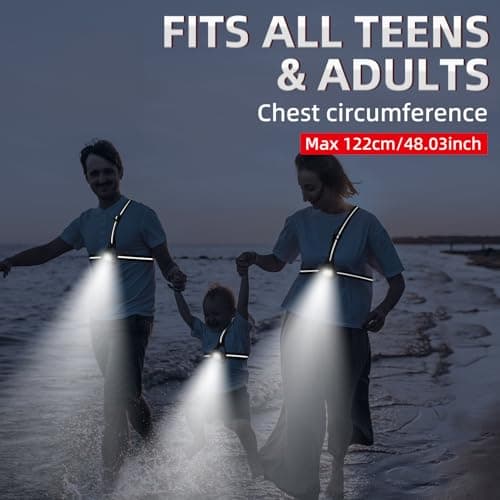 YOSKY 800 Lumen Chest Light, Running Light for Runner with Reflective Straps, Rechargeable Running Headlamp Flashlight, Adjustable Safety Lights Beam for Walking Dog at Night, 4-8h USE TIME - Thumbnail 6