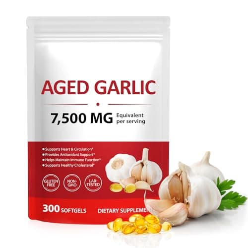 Premium Aged Garlic Extract Capsules – 7,500mg Fresh Garlic Equivalent, Aged Garlic Supplements, 24-Month Low-Temp Aging, Support Heart Health, Immune Boost Antioxidant Benefits, Natural Garlic Aroma