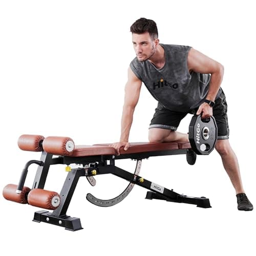 Adjustable Weight Bench with Preacher Curl and Leg Extension, Multi-Angle Backrest and Seat, Heavy-Duty Design with Built-In Transport Wheels, Reinforced 50×70mm Steel Structure