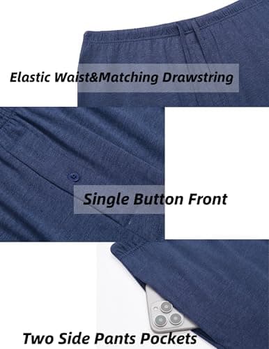Ekouaer Mens Pajama Pants Lounge Pants with Pockets Soft Sleep Pants Loose Fit Pj Bottoms with Drawstring S-XXL - Thumbnail 5