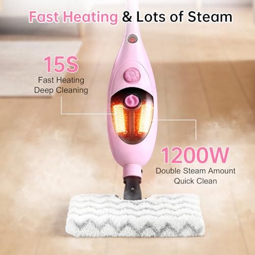 Moolan Steam Mops for Floor Cleaning, Steam mop for Hardwood Floors with Adjustable Steam & Double-Sided Pads, Floor Steamer for Laminate Floor, Tiles, Grout, Furniture (400ML Tank) - Thumbnail 6