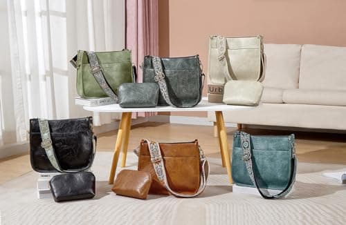 WOOMADA Crossbody Bags for Women Vegan Leather Hobo Handbag Trendy Shoulder Bag with 2 Adjustable Strap(1pc-light green) - Thumbnail 3