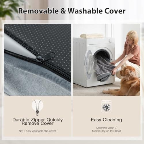 LEXTRO Giant Waterproof Orthopedic Dog Bed for Large Size Dogs, 55x42 Oversized Dog Bed Washable with Removable Washable Cover, Big Comfortable Dogs Mat, Gray - Thumbnail 3