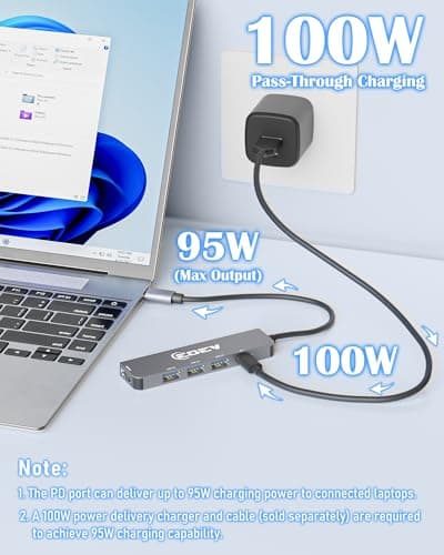 5 in 1 USB C Hub Multi-Port Adapter USB A 3.0 5Gbps Data Ports, 2X USB A 2.0 with PD 100W Charging, Type-C to HDMI Adapter 4K@30Hz Data Ports for PC, Desktop, Mac Book Air pro Dell and More (Silver) - Thumbnail 5