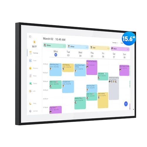 Digital Calendar, 15.6 Inch Wall Planner Electronic Calendar & Chore Chart, Smart Touchscreen Interactive Display for Family Schedules, Great for Organizing Your Routines, Wall & Desk Mountable