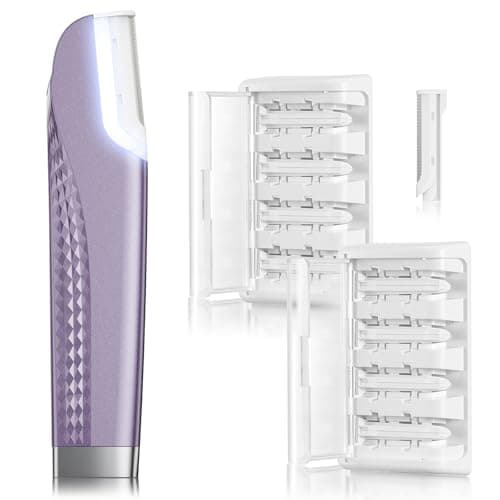 Dermaplane Razor for Women Face, Rechargeable Facial Hair Removal for Women, Sonic Smooth Dermaplaning with LED Light, 3-Speed Peach Fuzz Remover Tool, Includes 8 Refill Blades (Purple) - Image 1