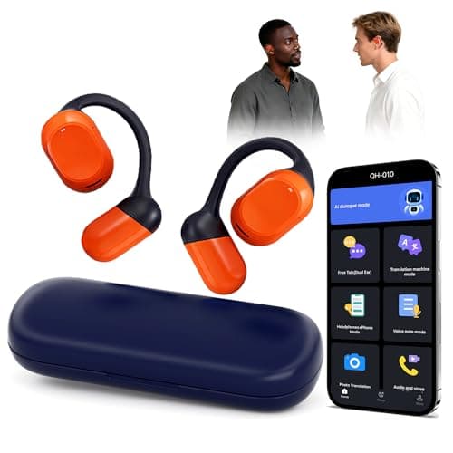 schainyan AI Translator Earbuds Real Time - 164 Languages Translation Headphones, Audio and Video Calls Wireless Bluetooth Interpreter Device for Business, Travel, Learning - Orange