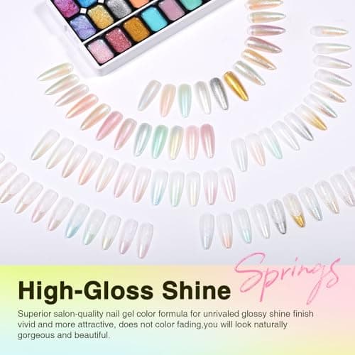 24 Color Glitter Patting Nail Gel Polish, Pearlescent Ombre Painting Gel Palette with Sponge Applicators for Blush Blooming Floral Aura French Manicure DIY Nail Art Palette - Thumbnail 2