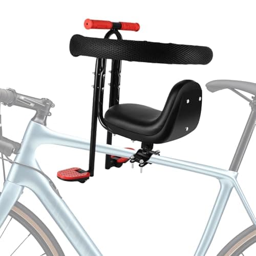 Lumlazni Kids Bike Seat Front Mounted with Handlebar, Toddler Bike Seat with Safety Guardrail, High Backrest Cushion & Foot Pedals, Detachable Child Bicycle Seat for 2–4 Years Old - Image 1
