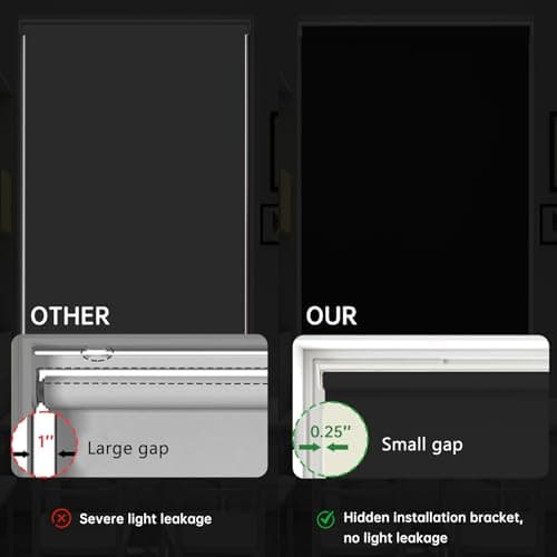 Changshade Cordless Roller Shades Blackout Blinds for Indoor Windows,Pull Down Darkening Roller Shade with UV Protection and Thermal Window Shades for Home and Office(38" W x 72" H,Black) - Thumbnail 6