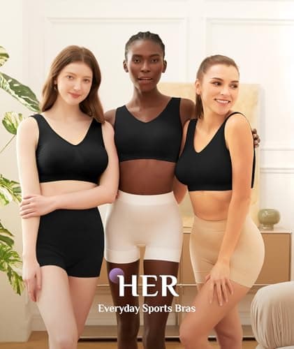 YADIFEN 3 Pack Womens Sports Bras,Wireless Comfortable Seamless Sleep Yoga Sports Bras for Women with Removable Pads - Thumbnail 2