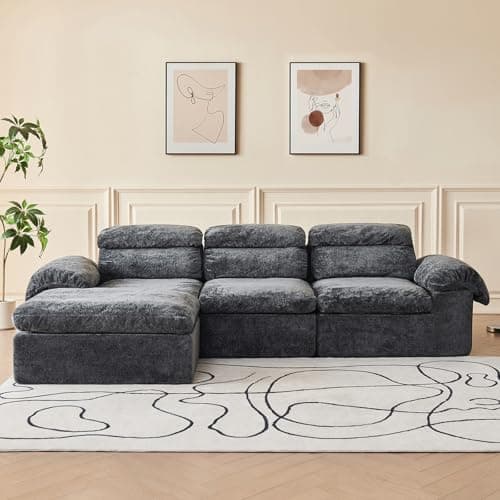Ayovoch 115.7" Cloud Couch, Boneless Couch for Living Room, Modular Sectional Sofa, Deep Seat Memory Foam Chaise, Free Combination, No Assembly Required, Gray - Image 1