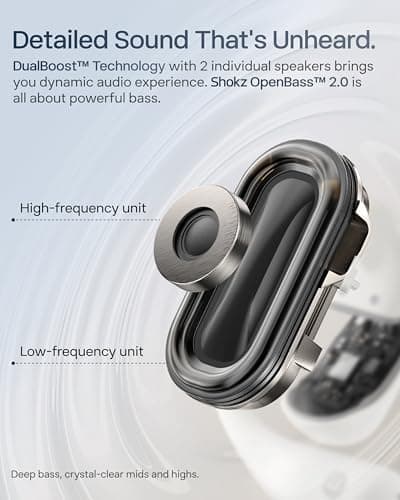 SHOKZ New OpenFit 2+ Open-Ear Headphones, Dolby Audio Enabled, Comfortable Earbuds with Soft Ear Hooks, 48H Playtime, IP55 Water-Resistant, USB-C Fast Charging, Wireless Charging, Carrying Bag, Black - Thumbnail 3