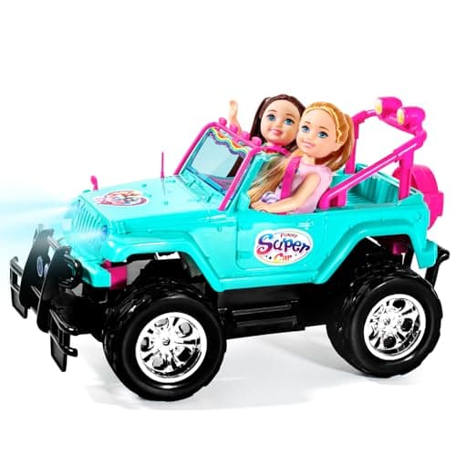 ULOVEME RC Cars - Remote Control Car with 5.5" Doll for Girls, 2.4GHz Je ep RC Cars - Simple Control Toy Cars for Kids (Blue) - Thumbnail 2