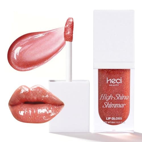 HECI BEAUTY Glitter Gloss Bling Lip Gloss, Hydrating High Shine Lipgloss for Women, Non-Sticky Plumping Lip Oil with Vitamin E, Long Lasting Shimmer Finish for Daily Makeup, Sunset Orange, 0.21 fl oz - Image 1