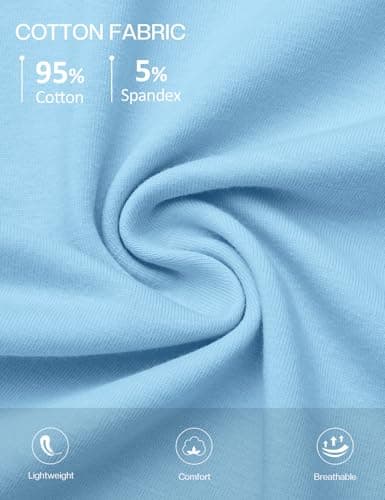 Women's V Neck Cotton T-Shirts Breathable Short Sleeve Tops Lightweight Stretch Summer Tees (Sky Blue,X-Large) - Thumbnail 6