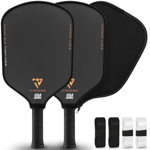 T700 Carbon Fiber Pickleball Paddles, Pickleball Set 16mm Pickle Ball Rackets with CMS Matte Surface Lightweight Honeycomb Core & Durable Edge Guard Protector Larger Sweet Spot - Image 1