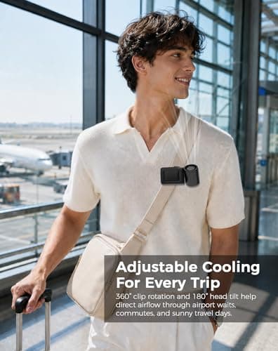 Hotsales Clip-On Portable Fan, 13500 RPM High-Speed Rechargeable Handheld Mini Fan, LED Display, 360° Rotating Detachable Clip, Stroller Fan for Baby, Travel Essentials, Summer Gifts for Women and Men - Thumbnail 3