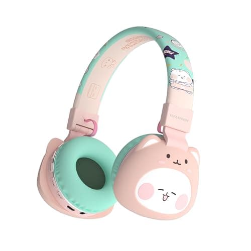 Icarer Kids Bluetooth Headphones with 85dB Volume Limiter, Bluetooth 5.4 & 20H Playtime, Ultra-Soft Foldable Over-Ear Headset with Mic, FM/TF/Wired Mode, Cute Animal Design for School Travel (Pink) - Image 1