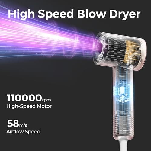 Lecomely Dual Voltage Hair Dryer for Worldwide Travel, High-Speed Blow Dryer for 5X Faster Drying, 200M Negative Ions, Portable Travel Dryer for Salon Results at Home & Abroad (Blue) - Thumbnail 3