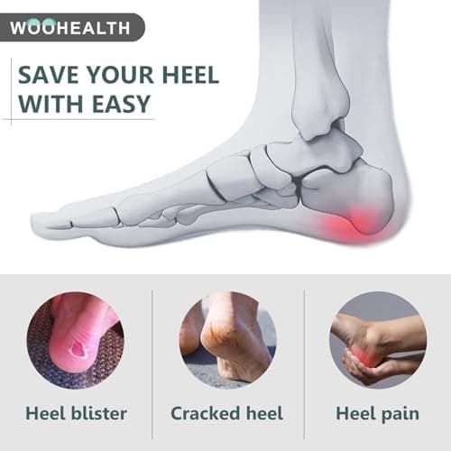 WOOHEALTH Silicone Heel Protectors for Cracked Heels, Gel Blister Prevention for Boots, Gel Heel Cups for Plantar Fasciitis for Men and Women's Heel Pain Relif (2Pairs-Light Blue) - Thumbnail 2