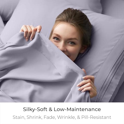 Mellanni King Size Flat Sheet - Iconic Collection Bedding - Hotel Luxury, Extra Soft, Cooling - Wrinkle, Fade, Stain Resistant - 1 Flat Sheet Only (King, Lavender) - Thumbnail 5