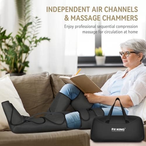 FIT KING Foot and Leg Massager for Circulation and Relaxation with Hand-held Controller 3 Modes 3 Intensities Helpful for Vericose Veins, Cramps, Swelling and Edema - Gift for Mom Wife Family - Thumbnail 3