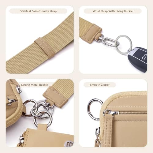 POIUGOYA Nylon Wristlet Wallets, Dual Pouch Keychain Wristlet Wallet, RFID Small Wallet With Coin Pouch,ID Window For Travel - Thumbnail 6