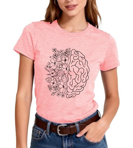 Mental Health Awareness Shirt Women-Brain Flower Tshirt Women Neuro Diversity Tee Tops Motivational Short Sleeve - Thumbnail 2