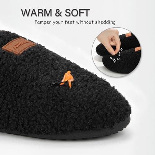 ATHMILE House Slippers for Women Men Indoor Barefoot Slippers Socks Furry Slip on House Shoes Cozy Comfy for Home Bedroom Travel Yoga Women 9-10 Black - Thumbnail 5