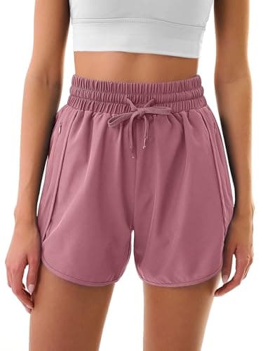 3rd hill Women's 5" Athletic Running Shorts Quick Dry Lightweight Workout Gym Shorts with Zipper Pockets UPF 50+ Maroon M - Thumbnail 2