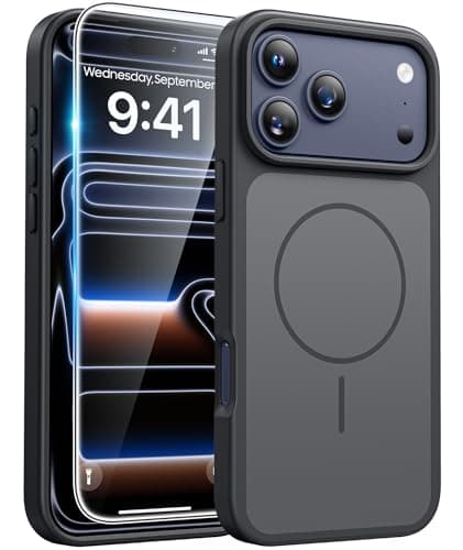 FNTCASE for iPhone 17 Pro Max Case Black: [Compatible with Magsafe] [Magnetic Phone Cover with Screen Protector] Military Grade Shockproof Protective Dual-Tone Trending Design‌ for 17 ProMax, 6.9 inch - Image 1