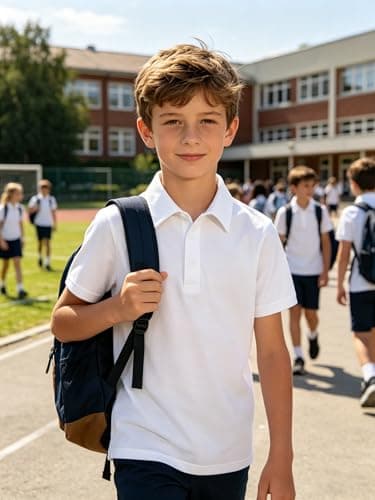 Cozople Boys'School Uniform Short Sleeve Polo Shirt Dry Fit Moisture Wicking Performance Golf Shirts,White,Size 5-6 - Thumbnail 2
