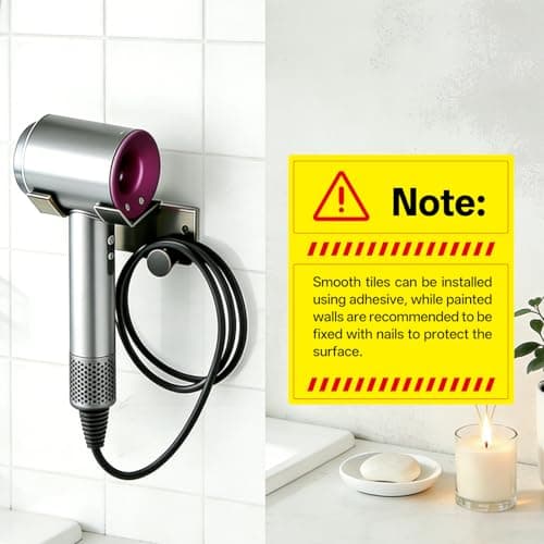 HBPHBP Hair Dryer Holder Wall Mounted, Stainless Steel Self Adhesive Blow Dryer Holder, for Bathroom Hair Dryer Hanger Hair Tool Organizer(Silver) - Thumbnail 6