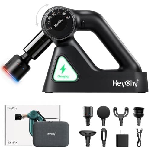 HEYCHY Percussion Massage Gun Deep Tissue with Adjustable Amplitude for Muscle Relief, Professional Handheld Massager for Neck, Back, Shoulder, Leg, Ideal for Men, Athletes, Black - Image 1