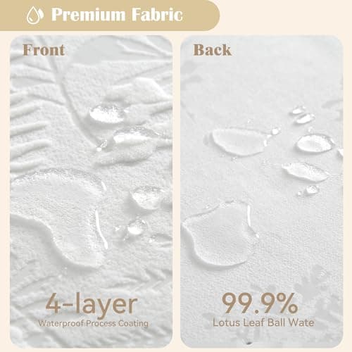 Lameirose Extra Long White Shower Curtain Fabric, Lace Shower Curtain 72 x 84 Tufted Tropical Plant Textured Shower Curtains Shabby Chic Home Decor for Bathroom - Thumbnail 4