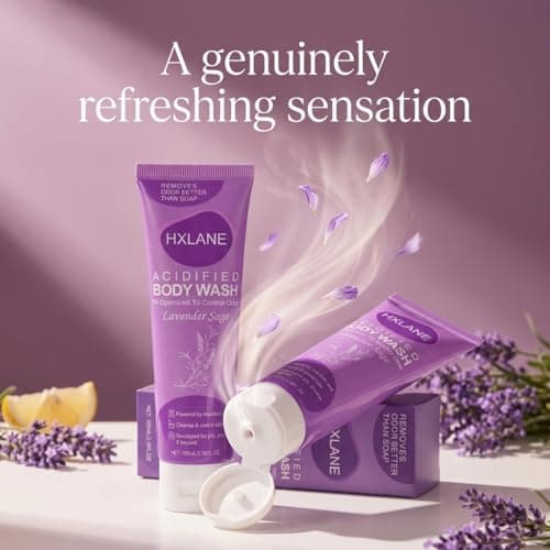 HXLANE Acidified Body Wash， 24H Body Odor Control Better than Soap， pH Balanced Gentle Creamy Formula，Moisturizing Lavender Sage Body Wash Gel，Travel Size - Thumbnail 4