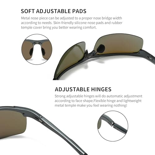 SUNGAIT Men's HD Polarized Sunglasses for Driving Fishing Cycling Running Metal Frame UV400 SGT177-QBL - Thumbnail 5